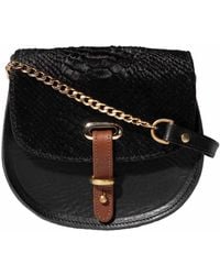N'damus London - Mini Victoria Alligator Print Full Grain Leather Crossbody Saddle Bag With Gold Chain - Lyst