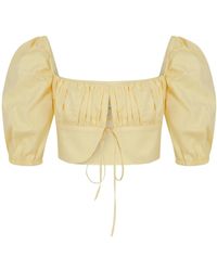 NAZLI CEREN - Grace Ruched Top In Yellow - Lyst