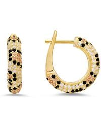 Kylie Harper - Leopard Skin Pave Diamond Cz Hoop Earrings - Lyst
