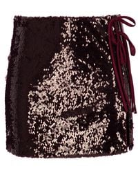 Herfetch - Neutrals Mini Bling Bling Skirt-Burgundy - Lyst