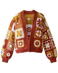Ana Chic - Rust Granny Square Handmade Crochet Cardigan - Lyst
