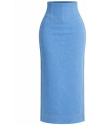 Ofuure - Light Denim Ona Midi Skirt - Lyst