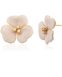 Milou Jewelry - Neutrals Trillium Flower Earrings - Lyst