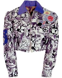 Couture to Your Door - Abstract Monochrome Upcycled Cropped Jacket - Lyst