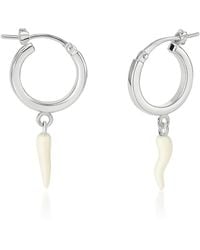 Unaloe - Sterling Hoop Earrings With Horn Pendant – Protective Italian Talisman Jewelry For - Lyst