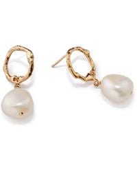 Lulu and Boo Jewellery - Solid Nine Carat Halo Stud Earrings With Drop Pearl - Lyst