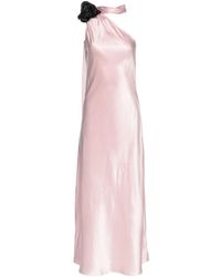 Vasiliki Atelier - Portia Asymmetric Maxi Dress Pink With Black Crystallized Corsage - Lyst