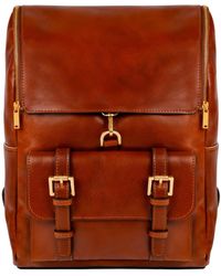 Time Resistance - Large Leather Backpack Cognac - Lyst