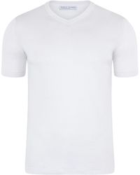 Paul James Knitwear - Superfine Mercerised Cotton Adriano V Neck Knitted T-Shirt - Lyst