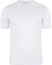 Paul James Knitwear - Superfine Mercerised Cotton Adriano V Neck Knitted T-Shirt - Lyst