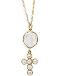 Vintouch Italy - Hope Gold-plated Pearl Cross Necklace - Lyst