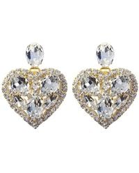 Achala Handcrafted - Neutrals Multicrystal Heart Statement Earring - Lyst