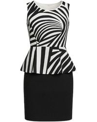 Conquista - Zebra Print Peplum Dress - Lyst