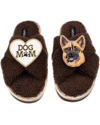 Laines London - Neutrals Laines Neutral Boucle Slippers With Roxy German Shepherd & Dog Mum/Mom Brooches - Lyst