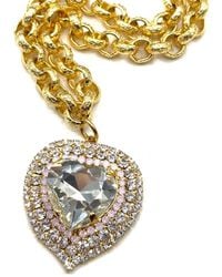 Achala Handcrafted - Neutrals Crystal Heart Chain Necklace - Lyst