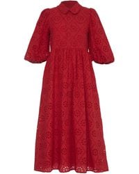 Rose & Nancy - Lucille Embroidered Midi Shirt Dress - Lyst