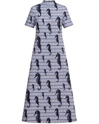 Julia Allert - Neutrals Pale Seahorse Grid Print Fluid A-Line Dress – Capsule Edition - Lyst