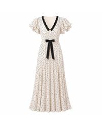 Rose & Nancy - Chloe Polka Dot Print Lace Detail Tie Waist Maxi Dress - Lyst