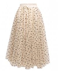 Tantra Spain Sl - Neutrals Polka-Dot Tulle Midi Skirt, A-Line Cut, Elastic Waistband With A Bow Ecru - Lyst