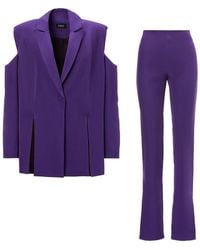 BLUZAT - Deep Purple Suit With Cut-outs Blazer And Slim Fit Trousers - Lyst
