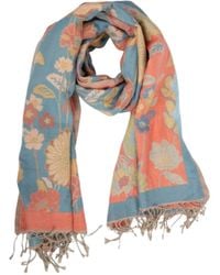 Saachi - Fiore Pastel Reversible Aqua Scarf - Lyst
