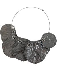 Romer Millinery - Metallic Sillk Disc Coin Choker Steel - Lyst