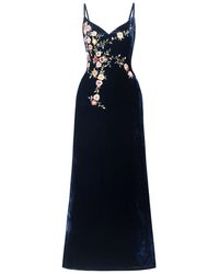 Silk and Bears - Hand-Embroidered Midnight Silk Velvet Evening Dress - Lyst