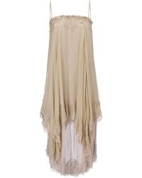 Belsize25 - Neutrals Moonlight Dress – Two-Tone Layered Lace Slip Dress - Lyst