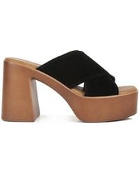 Rag & Co - Matrix Criss Cross Strap Block Heel Sandals - Lyst