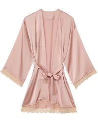 Noblesse Oblige - Nude Lace Trimmed Robe - Lyst