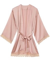Noblesse Oblige - Nude Lace Trimmed Robe - Lyst