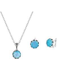 Spero London - High Quality Round Opal Sterling Earring & Necklace Set - Lyst