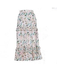 Smart and Joy - Flower Print Tiered Ruffles Midi Skirt - Lyst