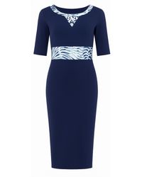 Conquista - Viscose-Elastane Jersey Midi Dress With Patterned Waistband - Lyst