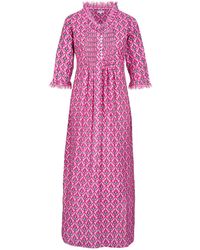 At Last - Cotton Annabel Maxi Dress In Pink & Green Moroccan - Lyst