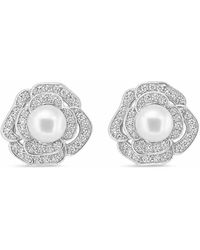 Angel Barocco - Crystal Rose Freshwater Pearl Stud Earrings - Lyst