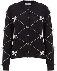 Peraluna - Joanna Cardigan With Bow Ornaments In - Lyst