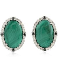 Artisan - 18K Malachite, & Diamond Oval Stud Earrings - Lyst