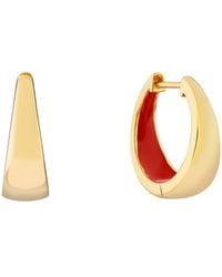 Auree - Havana Tomato Enamel & Huggie Hoop Earrings - Lyst