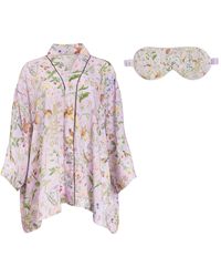 Fable England - Fable Meadow Creatures Lilac Short Kimono And Sleep Mask - Lyst