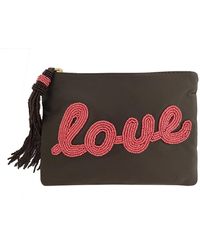 Sidney Byron - Leather Mini Clutch With Love Beading - Lyst