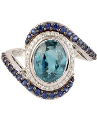 Artisan - Natural Zircon, Sapphire & Diamond Halo Ring - Lyst
