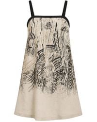 Conquista - Sleeveless A-Line Summer Dress With Artistic Nature-Inspired Print - Lyst