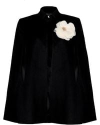 House of Laines London - Neutrals Laines Couture Wool Blend Cape With Embellished Cream Corsage - Lyst
