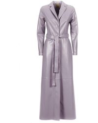 Julia Allert - Light Purple Long Button-up Eco-leather Trench - Lyst