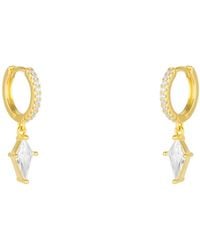 Spero London - Sterling Triangle Pave Spike Hoop Earrings - Lyst