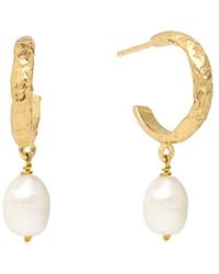 Lavani Jewels - Sadie Pearl Hoop Earrings - Lyst