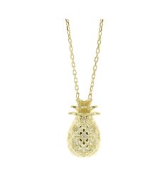 Cosanuova Sterling Silver Pineapple Cz Necklace In Yellow - Metallic
