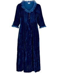 At Last - Silk Velvet Karen Dress In Sapphire - Lyst