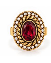 Vstyle - Garnet Ornate Cocktail Ring - Lyst